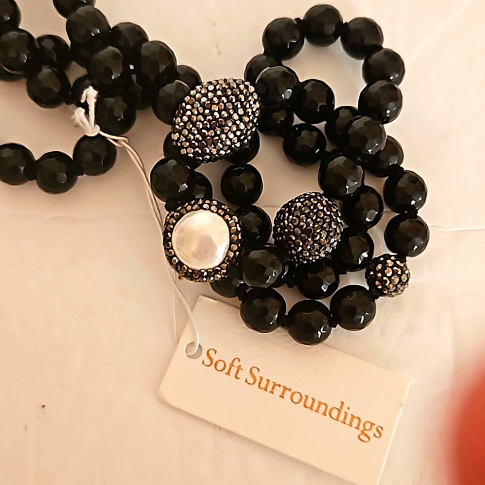Soft Surrounding faceted black white pearl necklace nwot.